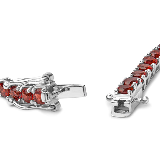 Bids.com .925 Sterling Silver 10.0 Cttw Created Orange Garnet Tennis Bracelet - 7.25" Bracelets White Smoke White.Sterling Silver / 7.25