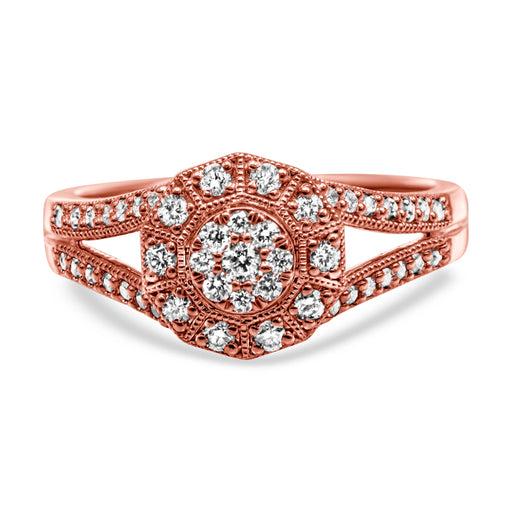 Bids.com 14K Rose Gold Plated .925 Sterling Silver 1/2 Cttw Pave Diamond Halo Cluster Split Shank Cocktail Ring (I-J Color, I1-I2 Clarity) - Size 6 Rings White Smoke 7 / Rose.Sterling Silver,5 / Rose.Sterling Silver,9 / Rose.Sterling Silver,8 / Rose.Sterling Silver,6 / Rose.Sterling Silver