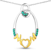 Bids.com 0.15 Carat Genuine Emerald .925 Sterling Silver Pendant Pendants White Smoke size 18.00