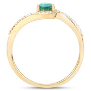 Bids.com 0.33 Carat Genuine Zambian Emerald and White Diamond 14K Yellow Gold Ring Rings White Smoke size 7.00,size 6.00,size 8.00,size 5.00,size 9.00
