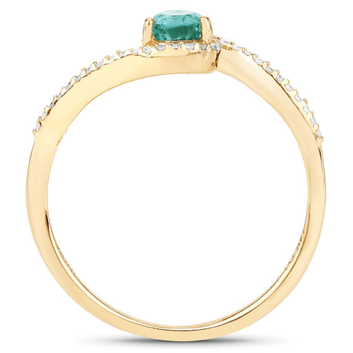 Bids.com 0.33 Carat Genuine Zambian Emerald and White Diamond 14K Yellow Gold Ring Rings White Smoke size 7.00,size 6.00,size 8.00,size 5.00,size 9.00