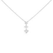 Bids.com 10K White Gold 1/5 Cttw Princess Cut Diamond 3 Stone Drop 18" Pendant Necklace (H-I Color, SI2-I1 Clarity) Necklaces White Smoke White.Gold / 18,Yellow.Gold / 18