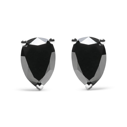 Bids.com 14K White Gold 2.00 Cttw Pear Cut Black Diamond Stud Earrings Earrings White Smoke White.Gold / 2