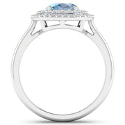 Bids.com 1.72 Carat Genuine Aquamarine and White Diamond 14K White Gold Ring Rings White Smoke size 6.00,size 7.00,size 8.00,size 9.00