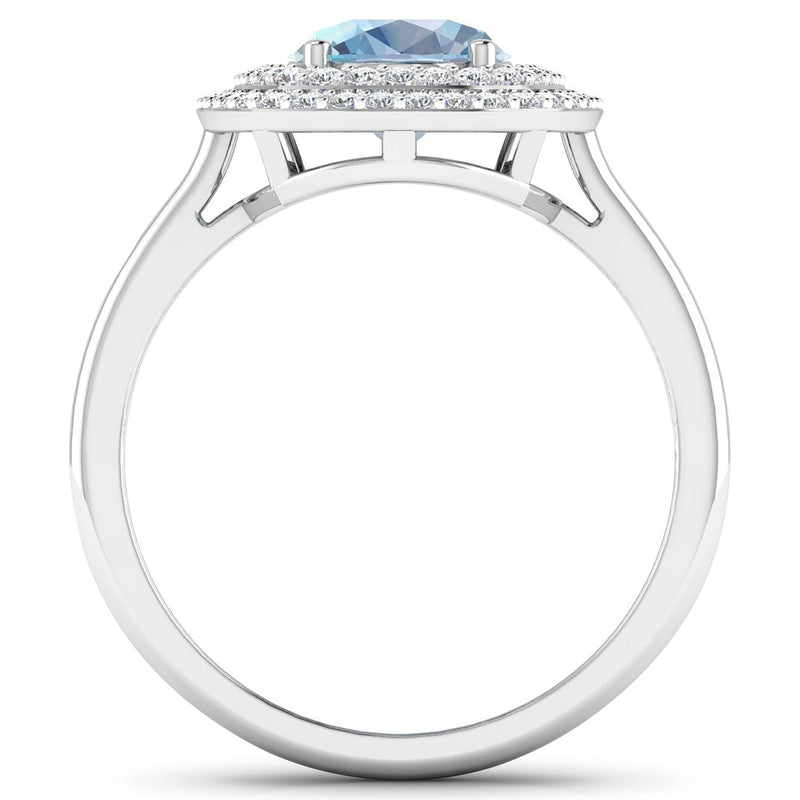 Bids.com 1.72 Carat Genuine Aquamarine and White Diamond 14K White Gold Ring Rings White Smoke size 6.00,size 7.00,size 8.00,size 9.00