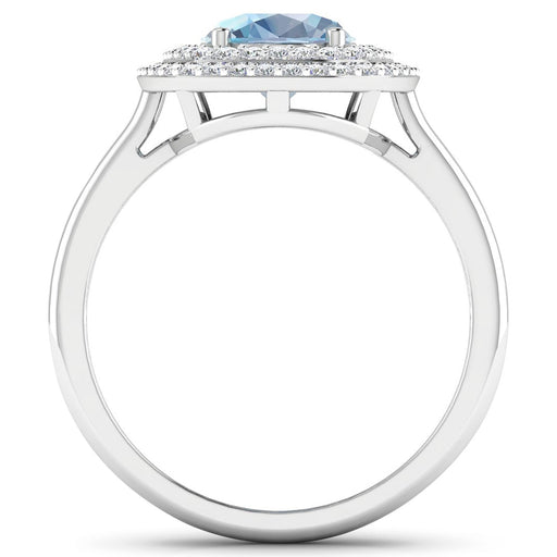 Bids.com 1.72 Carat Genuine Aquamarine and White Diamond 14K White Gold Ring Rings White Smoke size 6.00,size 7.00,size 8.00,size 9.00