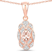 Bids.com 0.52 Carat Genuine Morganite and White Topaz .925 Sterling Silver Pendant Pendants White Smoke
