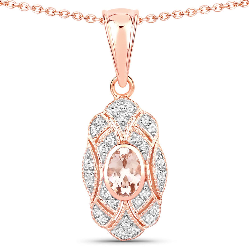Bids.com 0.52 Carat Genuine Morganite and White Topaz .925 Sterling Silver Pendant Pendants White Smoke