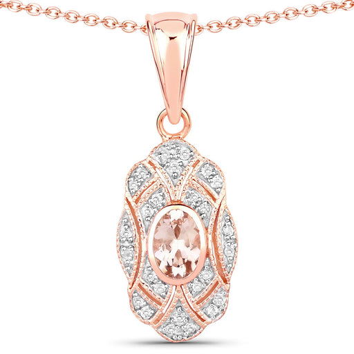 Bids.com 0.52 Carat Genuine Morganite and White Topaz .925 Sterling Silver Pendant Pendants White Smoke