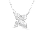 Bids.com 10K White Gold 1/2 Cttw Brilliant Round Diamond Marquise Shaped 4 Leaf Clover Adjustable 16-18" Inch Pendant Necklace (I-J Color, I1-I2 Clarity) Necklaces White Smoke White.Gold / 18