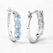 Bids.com 1.75 Carat Genuine Aquamarine and White Diamond .925 Sterling Silver Earrings Earrings White Smoke