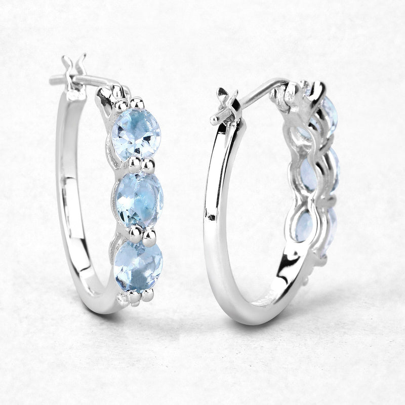 Bids.com 1.75 Carat Genuine Aquamarine and White Diamond .925 Sterling Silver Earrings Earrings White Smoke