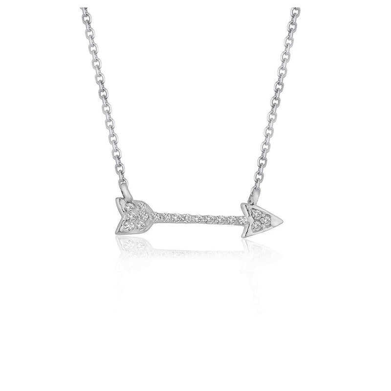 Bids.com Diamond Arrow Style Pendant in 14k White Gold (1/10 cttw) Necklaces White Smoke 16 / White Gold