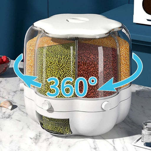 SmartPursue™ 360° Rotating Grain Storage Container Food Storage White Smoke 1 Style,15 Style,2 Style,4 Style,9 Style,Gold plated white,Moon Rock Gray Goldplated,Spring sprouts green