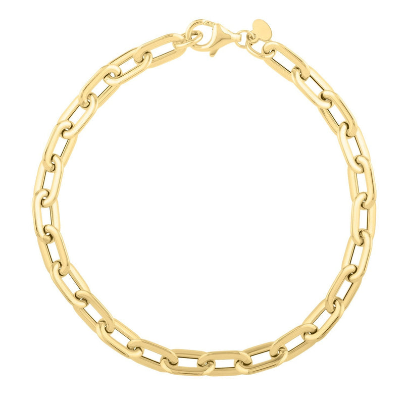 Bids.com 14k Yellow Gold Oval Domed Paperclip Chain Bracelet (5.30 mm) Bracelets White Smoke 7.5 / Yellow Gold
