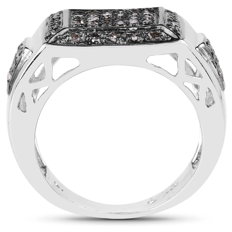 Bids.com 0.52 Carat Genuine Champagne Diamond .925 Sterling Silver Ring Rings White Smoke size 6.00,size 7.00,size 8.00,size 9.00