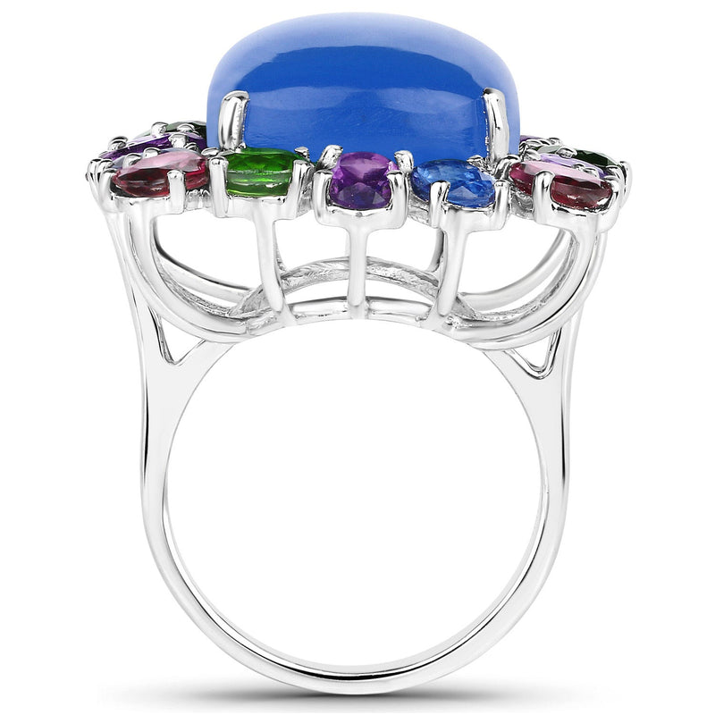 Bids.com 26.67 Carat Genuine Multi Stones .925 Sterling Silver Ring Rings White Smoke size 7.00,size 5.00,size 6.00,size 8.00,size 9.00,size 10.00,size 11.00