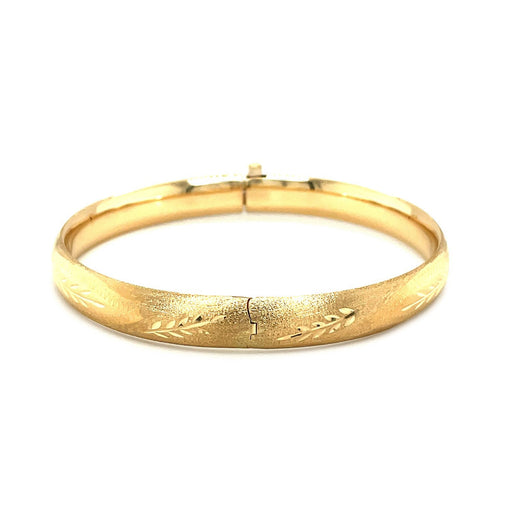 Bids.com Classic Floral Carved Bangle in 14k Yellow Gold (8.0mm) Bracelets White Smoke 7 / Yellow Gold,8 / Yellow Gold