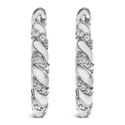 Bids.com 14K White Gold 1 1/5 Cttw Lab Grown Diamond Swirl Design 1" Inch Hoop Earrings (F-G Color, VS1-VS2 Clarity) Earrings White Smoke White.Gold / 1.2