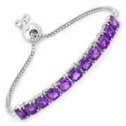 Bids.com 6.05 Carat Genuine Amethyst .925 Sterling Silver Bracelet Bracelets White Smoke size 10.00