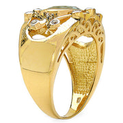 Bids.com 14K Yellow Gold Plated 3.42 Carat Genuine Blue Topaz & White Topaz .925 Sterling Silver Ring Rings White Smoke size 6.00,size 7.00,size 8.00,size 9.00