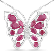 Bids.com 2.88 Carat Genuine Ruby and White Zircon .925 Sterling Silver Necklace Necklaces White Smoke