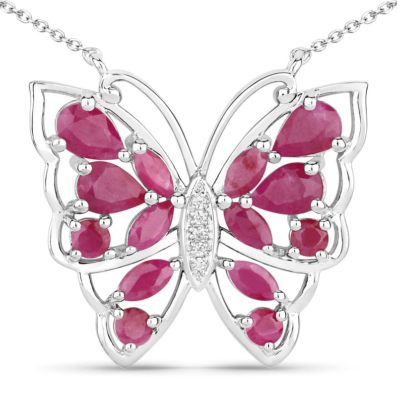 Bids.com 2.88 Carat Genuine Ruby and White Zircon .925 Sterling Silver Necklace Necklaces White Smoke