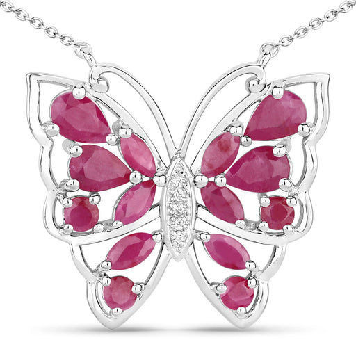Bids.com 2.88 Carat Genuine Ruby and White Zircon .925 Sterling Silver Necklace Necklaces White Smoke