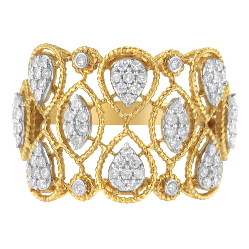 Bids.com 14K Yellow Gold Diamond Art Deco Ring (1/2 Cttw, H-I Color, I1 Clarity) - Size 7 Rings White Smoke 8 / Yellow.Gold,6 / Yellow.Gold,7 / Yellow.Gold