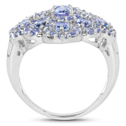 Bids.com 3.31 Carat Genuine Tanzanite .925 Sterling Silver Ring Rings White Smoke size 5.50,size 6.00,size 7.00,size 8.00,size 9.00