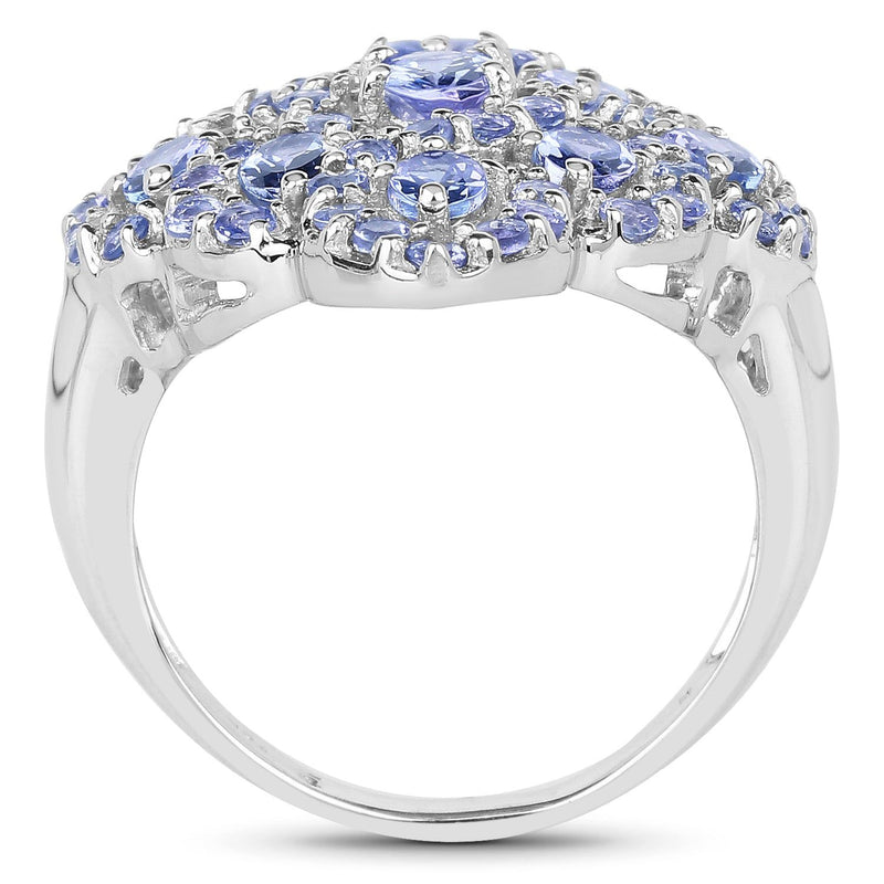 Bids.com 3.31 Carat Genuine Tanzanite .925 Sterling Silver Ring Rings White Smoke size 5.50,size 6.00,size 7.00,size 8.00,size 9.00