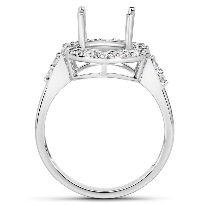 Bids.com 0.60 Carat Genuine White Diamond 14K White Gold Semi Mount Ring - holds 10x8mm Oval Gemstone Rings White Smoke size 7.00,size 6.00,size 8.00