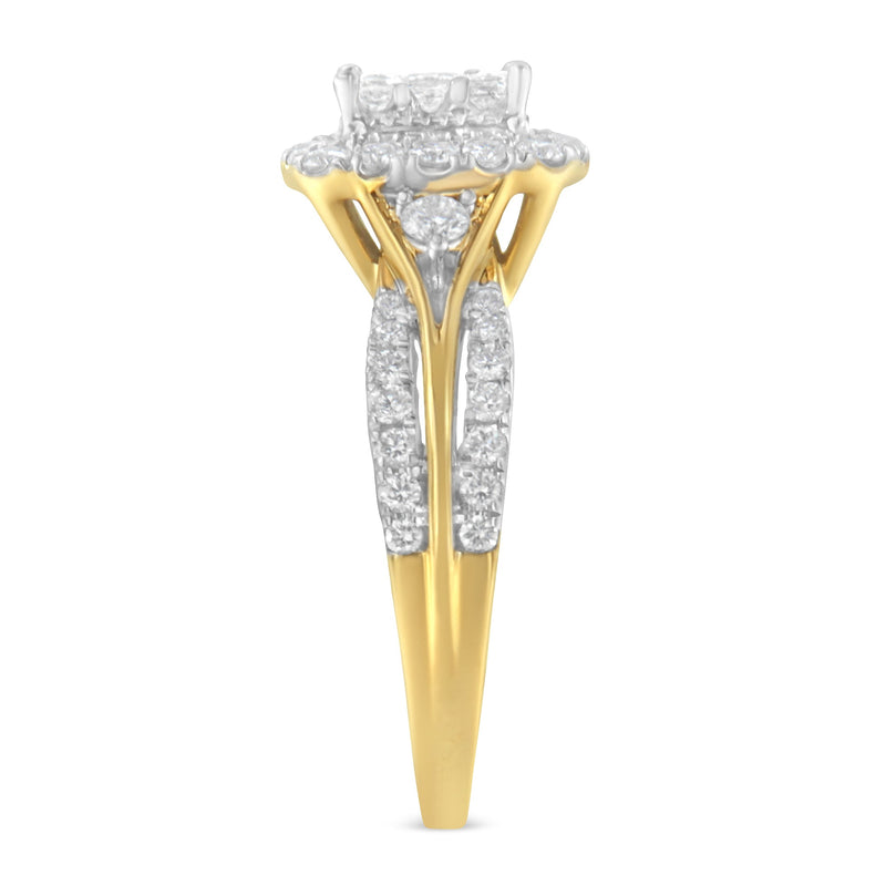 Bids.com 10K Yellow Gold 1.0 Cttw Diamond Composite Cushion-Shape Halo 3-Band-Look Engagement Ring (H-I Color, SI1-SI2 Clarity) - Size 6-1/4 Rings White Smoke 7.25 / Yellow.Gold,6.75 / Yellow.Gold,6.5 / Yellow.Gold,6.25 / Yellow.Gold,7 / Yellow.Gold,7.5 / Yellow.Gold