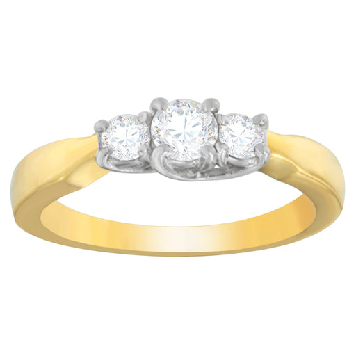 Bids.com 14K Two-Toned Gold 1/2 CTTW Round-cut Diamond Ring (G-H, SI1-SI2) Rings White Smoke 6.75 / YellowWhite.Gold