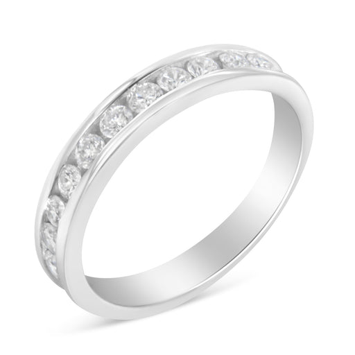 Bids.com IGI Certified 1/2 Cttw Round Brilliant Cut Diamond 18K White Gold Channel Set Eternity Style Wedding Band Ring (H-I Color, I1-I2 Clarity) - Size 7 Rings White Smoke 7 / White.Gold,9 / White.Gold,8.5 / White.Gold,8 / White.Gold,7.5 / White.Gold,6.5 / White.Gold,6 / White.Gold,5.5 / White.Gold,5 / White.Gold