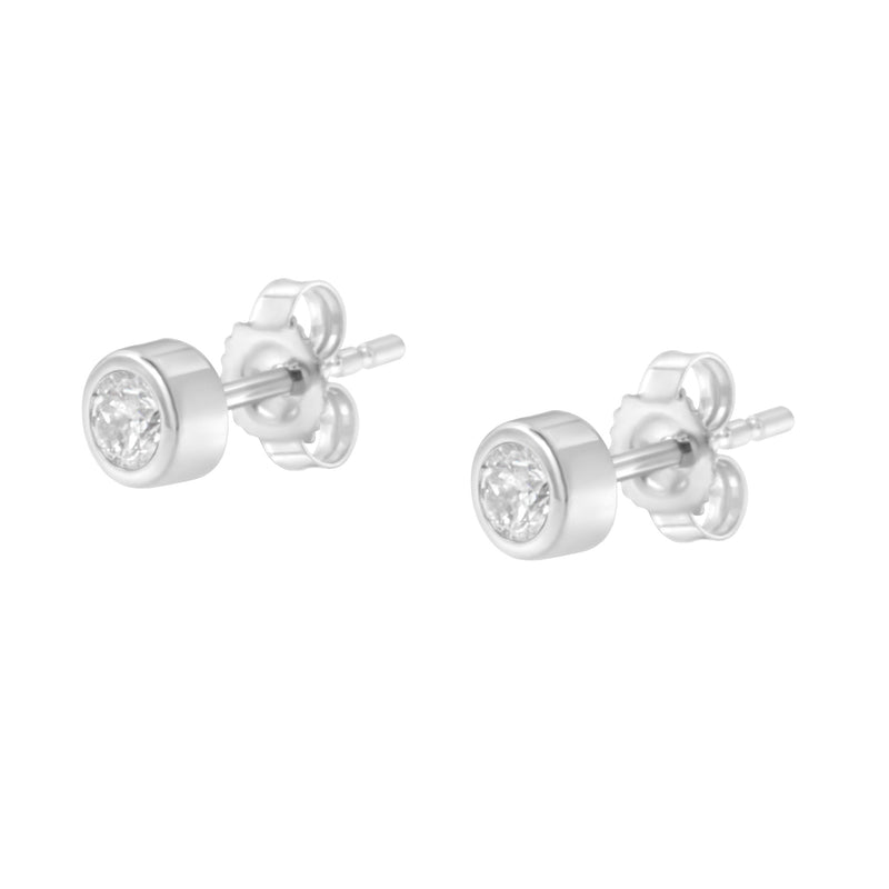 Bids.com 10K White Gold 1/5 Cttw Round Brilliant-Cut Near Colorless Diamond Bezel-Set Stud Earrings (H-I Color, I1-I2 Clarity) Earrings White Smoke Yellow.Gold,White.Gold,10k Yellow Gold