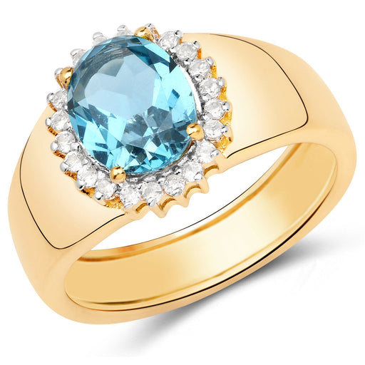 Bids.com 2.22 Carat Genuine Swiss Blue Topaz and White Zircon .925 Sterling Silver Ring Rings White Smoke size 6.00,size 7.00,size 8.00