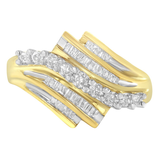 Bids.com 10K Yellow Gold Round and Baguette Diamond-Cut Ring (1/2 Cttw, I-J Color, I1-I2 Clarity) - Size 7 Rings White Smoke 7 / Yellow.Gold,9.5 / Yellow.Gold,9 / Yellow.Gold,8.75 / Yellow.Gold,7.5 / Yellow.Gold,7.25 / Yellow.Gold