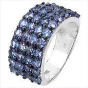 Bids.com 3.08 Carat Genuine Tanzanite .925 Sterling Silver Ring Rings White Smoke size 7.00,size 6.00,size 8.00,size 9.00