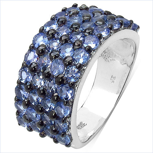 Bids.com 3.08 Carat Genuine Tanzanite .925 Sterling Silver Ring Rings White Smoke size 7.00,size 6.00,size 8.00,size 9.00