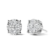 Bids.com 14K White Gold 2.00 Cttw Lab Grown Diamond Cluster Stud Earrings (G-H Color, VS1-VS2 Clarity) Earrings White Smoke White.Gold / 2