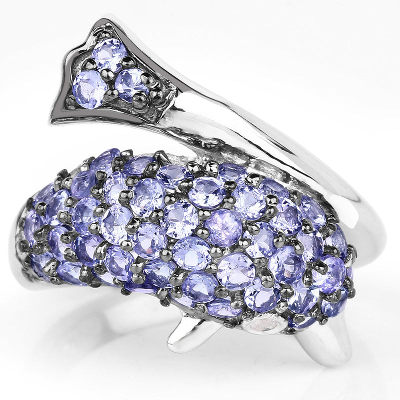 Bids.com 1.45 Carat Genuine Tanzanite and White Diamond .925 Sterling Silver Ring Rings White Smoke size 6.00,size 8.00,size 7.00,size 9.00