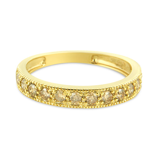 Bids.com IGI Certified 1/2 Cttw Diamond 10K Yellow Gold Prong Set Beaded Milgrain Band Style Ring (J-K Color, I2-I3 Clarity) - Size 7 Rings White Smoke 7 / Yellow.Gold,6 / Yellow.Gold,8 / Yellow.Gold,9 / Yellow.Gold
