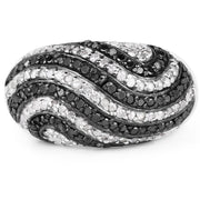 Bids.com 1.26 Carat Genuine Black Diamond and White Diamond .925 Sterling Silver Ring Rings White Smoke size 7.00,size 8.00,size 6.00,size 9.00