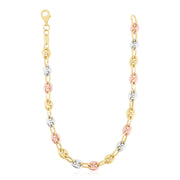 Bids.com 14k Tri Color Gold High Polish Puffed Mariner Link Chain Necklaces White Smoke 16 / Tri-Color Gold,18 / Tri-Color Gold,20 / Tri-Color Gold