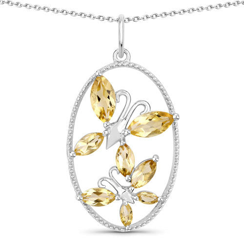 Bids.com 2.30 Carat Genuine Citrine .925 Sterling Silver Pendant Pendants White Smoke