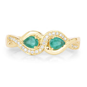 Bids.com 0.35 Carat Genuine Zambian Emerald and White Diamond 14K Yellow Gold Ring Rings White Smoke size 5.00,size 6.00,size 7.00,size 8.00,size 9.00