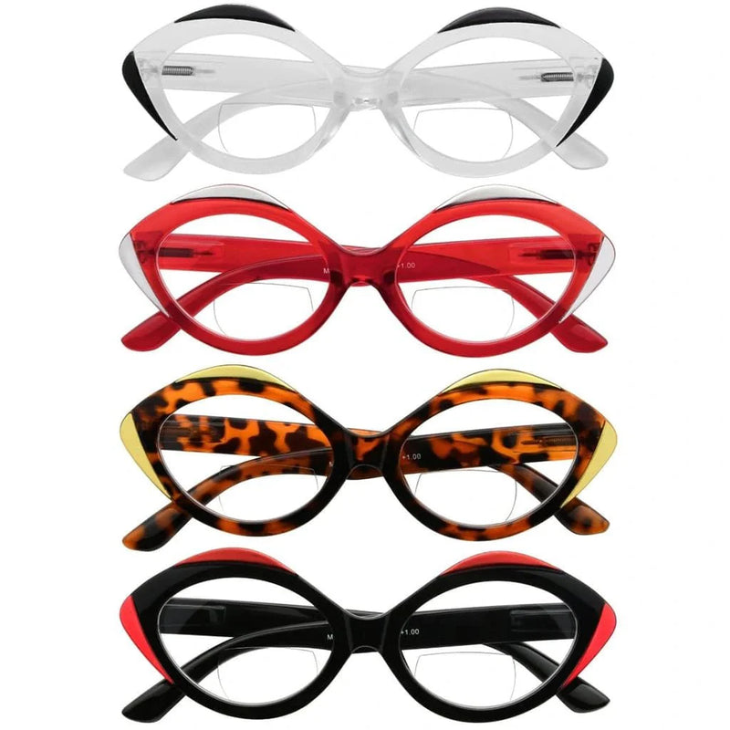 eyekeeper.com 4 Pack Artistic Bifocal Reading Glasses Oval Design Readers BR2128 Eyeglasses White Smoke 4 Pairs Mix / +1.00,4 Pairs Mix / +1.50,4 Pairs Mix / +2.00,4 Pairs Mix / +2.50,4 Pairs Mix / +3.00,4 Pairs Mix / +3.50
