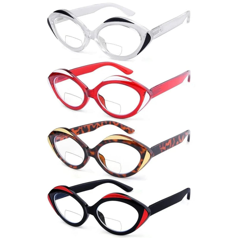 eyekeeper.com 4 Pack Artistic Bifocal Reading Glasses Oval Design Readers BR2128 Eyeglasses White Smoke 4 Pairs Mix / +1.00,4 Pairs Mix / +1.50,4 Pairs Mix / +2.00,4 Pairs Mix / +2.50,4 Pairs Mix / +3.00,4 Pairs Mix / +3.50