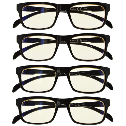 eyekeeper.com 4 Pack Blue Light Filter Reading Glasses CG047 Eyeglasses White Smoke 2Brown-2Grey / without magnification,2Brown-2Grey / +0.50,2Brown-2Grey / +1.00,2Brown-2Grey / +1.25,2Brown-2Grey / +1.50,2Brown-2Grey / +1.75,2Brown-2Grey / +2.00,2Brown-2Grey / +2.50